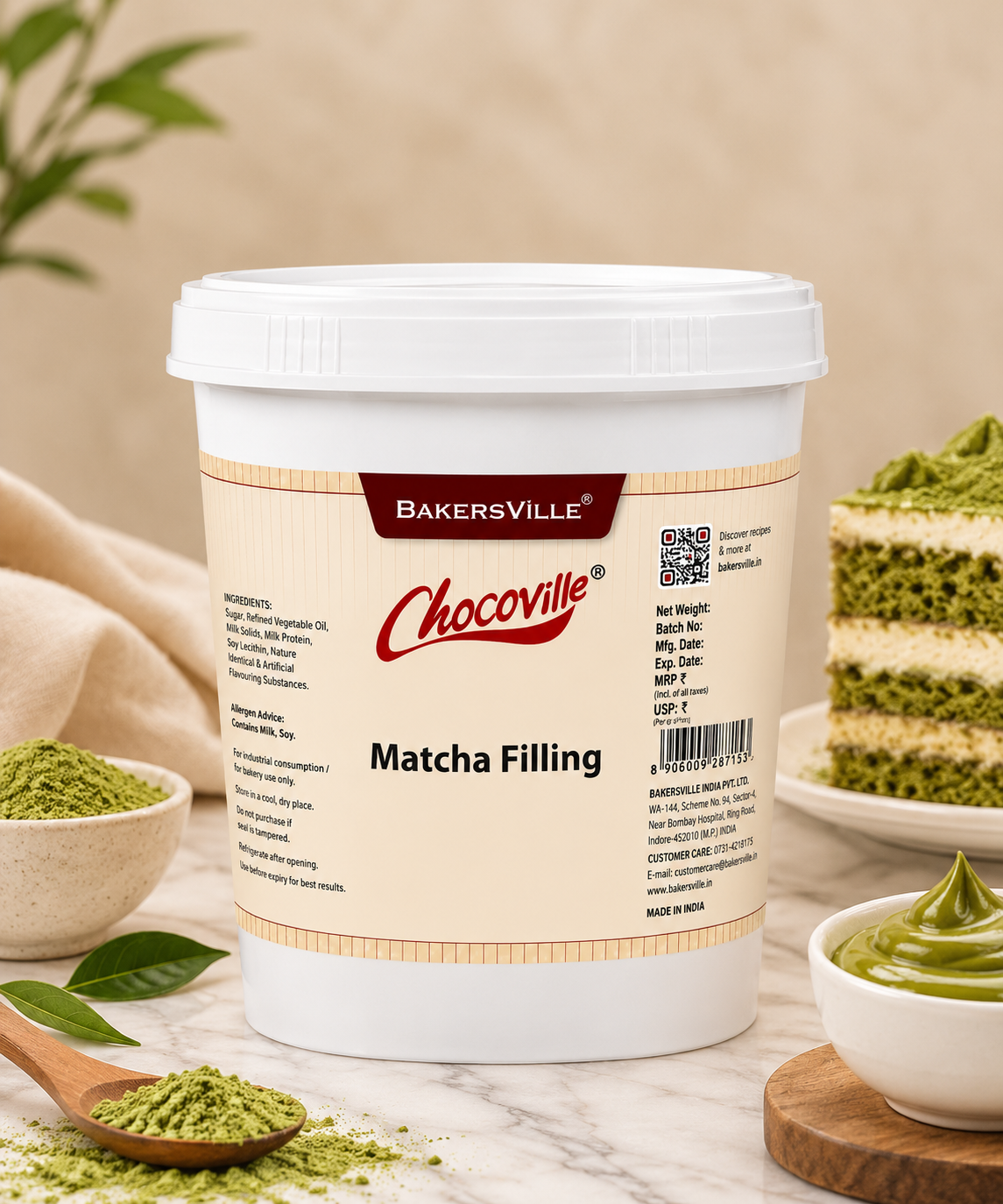 Bakersville Chocoville Matcha Filling 1kg