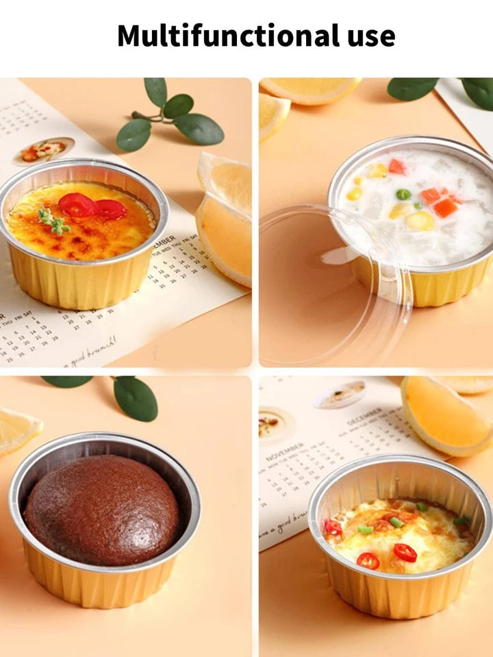 Aluminum Foil Round Desserts Cupcake Pans with Lid Pack of 10  size-2.5/1.5