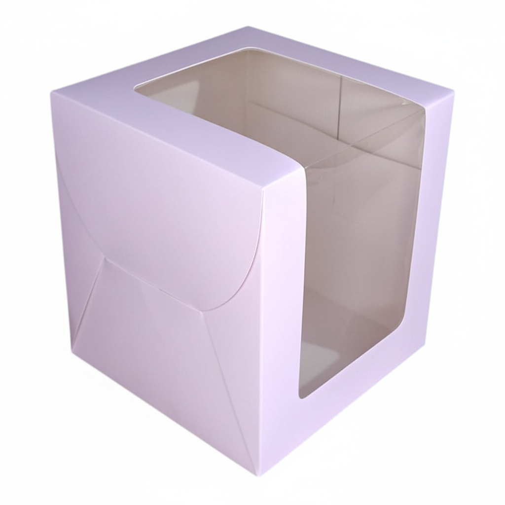 L- Shape Heighted Window Cake Box Size 8x8x8 Inch (Pack of 10) Lavender Colour