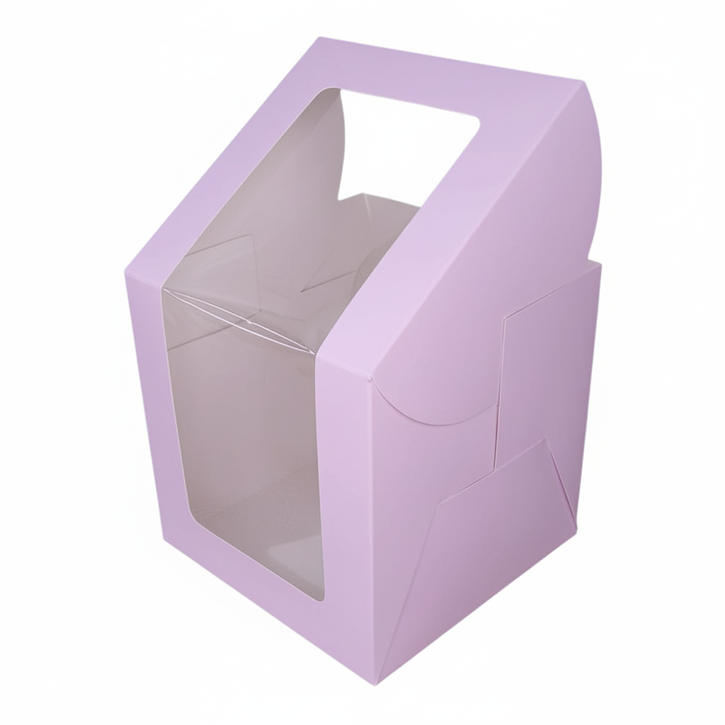 L- Shape Heighted Window Cake Box Size 8x8x8 Inch (Pack of 10) Lavender Colour