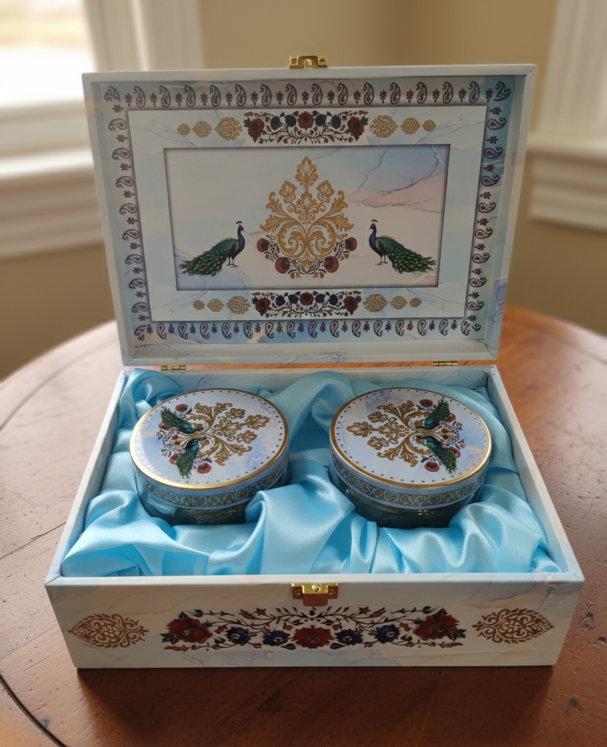 Floral Hamper Box with 2 printed salsa jars Size (9.5x5.5x4) Inch