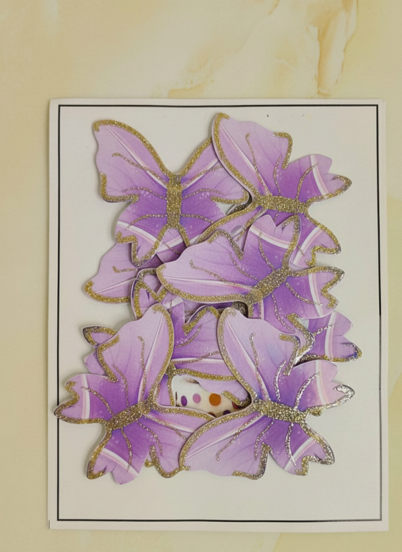 Butterfly Pack Of 10  Light Purple Glitter