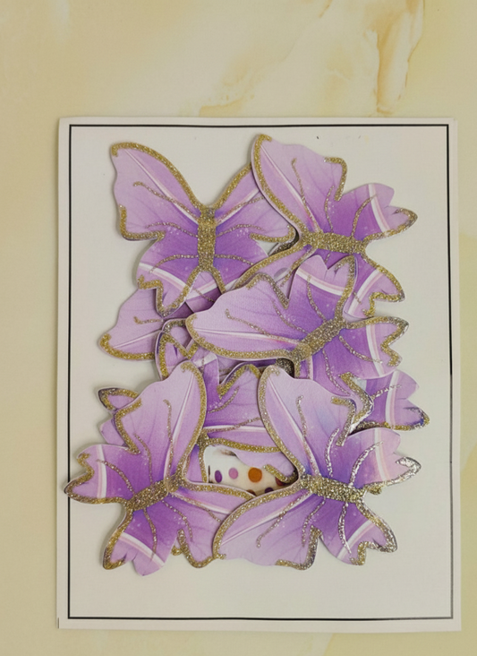 Butterfly Pack Of 10  Light Purple Glitter