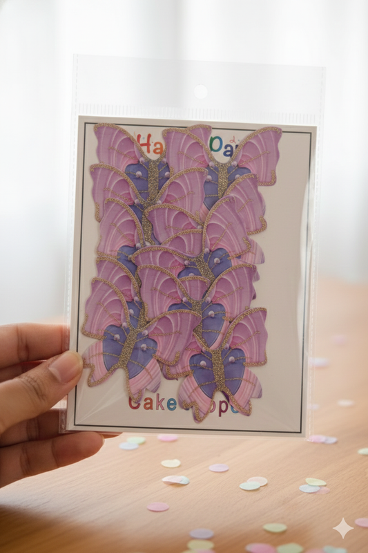 Butterfly Pack Of 10 Purple Glitter