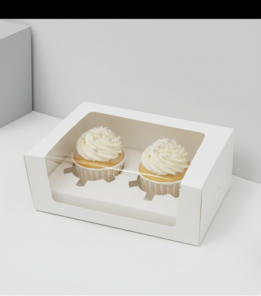 2 Cavity Window Cupcake Box Size 6x3x4 Inch
