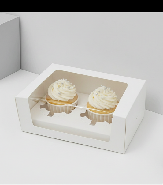 2 Cavity Window Cupcake Box Size 6x3x4 Inch