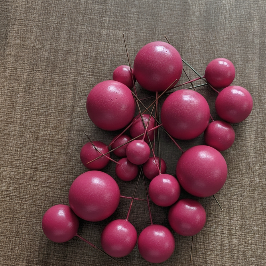 Maroon mix size faux balls pack of 20