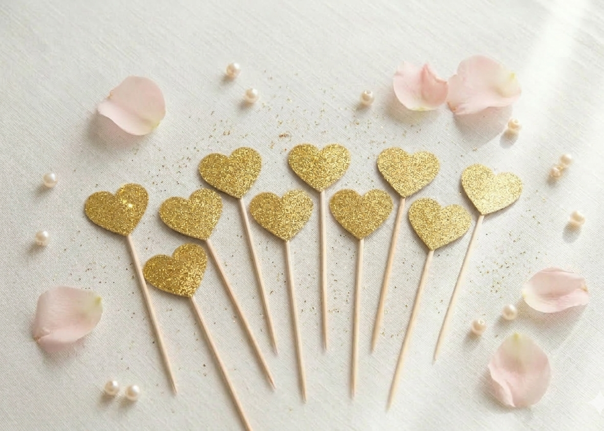 Golden Heart shape Topper Pack of 10 (LWA-007)