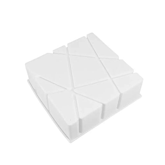 White silicon geometric squares cake mould