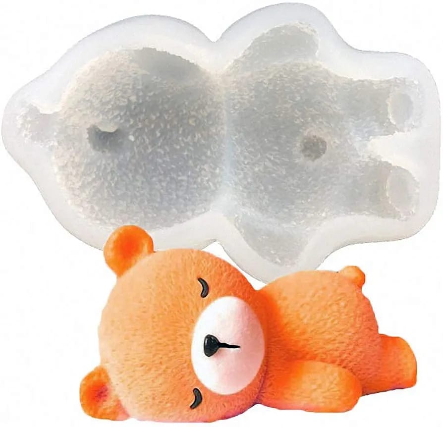 3D sleeping Teddy Bear mould Size -4.5x2.5 inch  (use for Chocolate mousse )