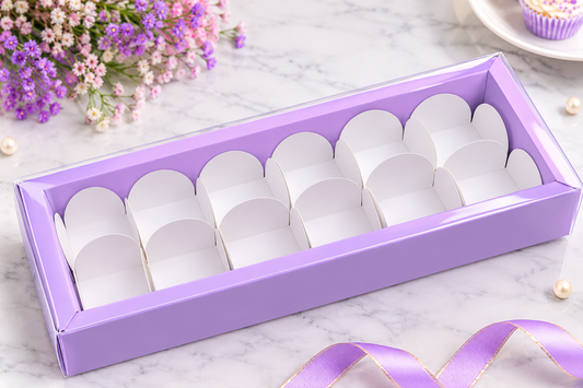 12 Cavity Levendar Packaging Box with Transparent Lid Pack Of 10