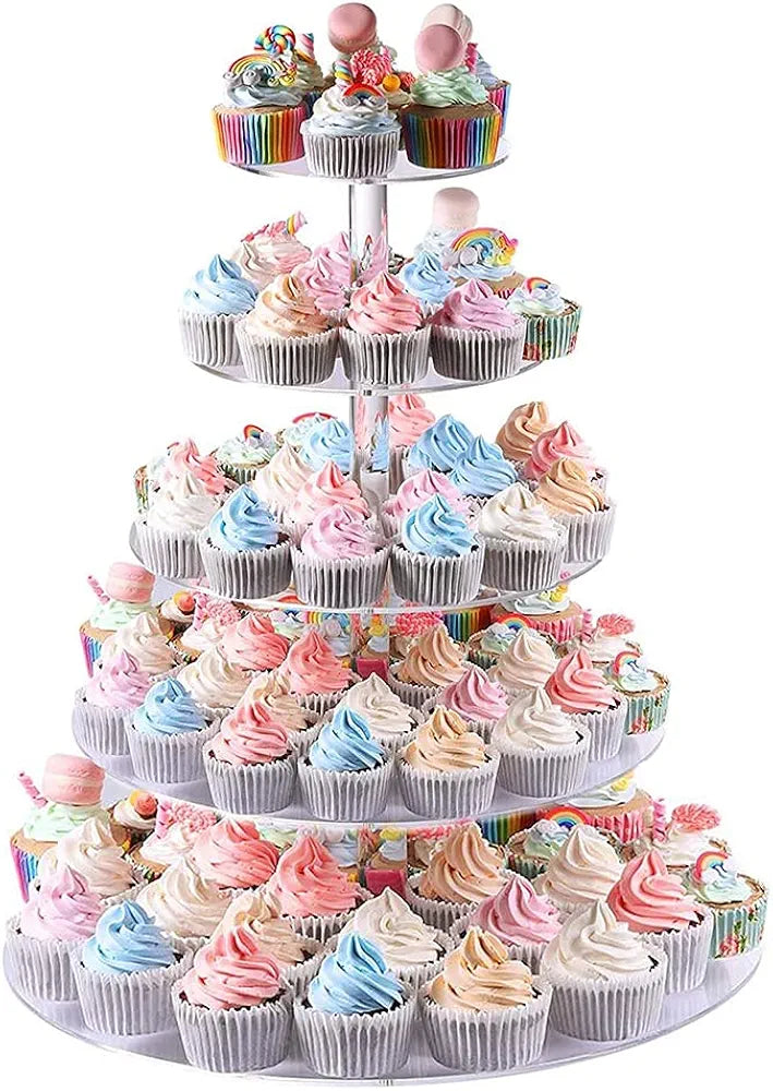 5 Tier Acrylic Round Cupcake Stand