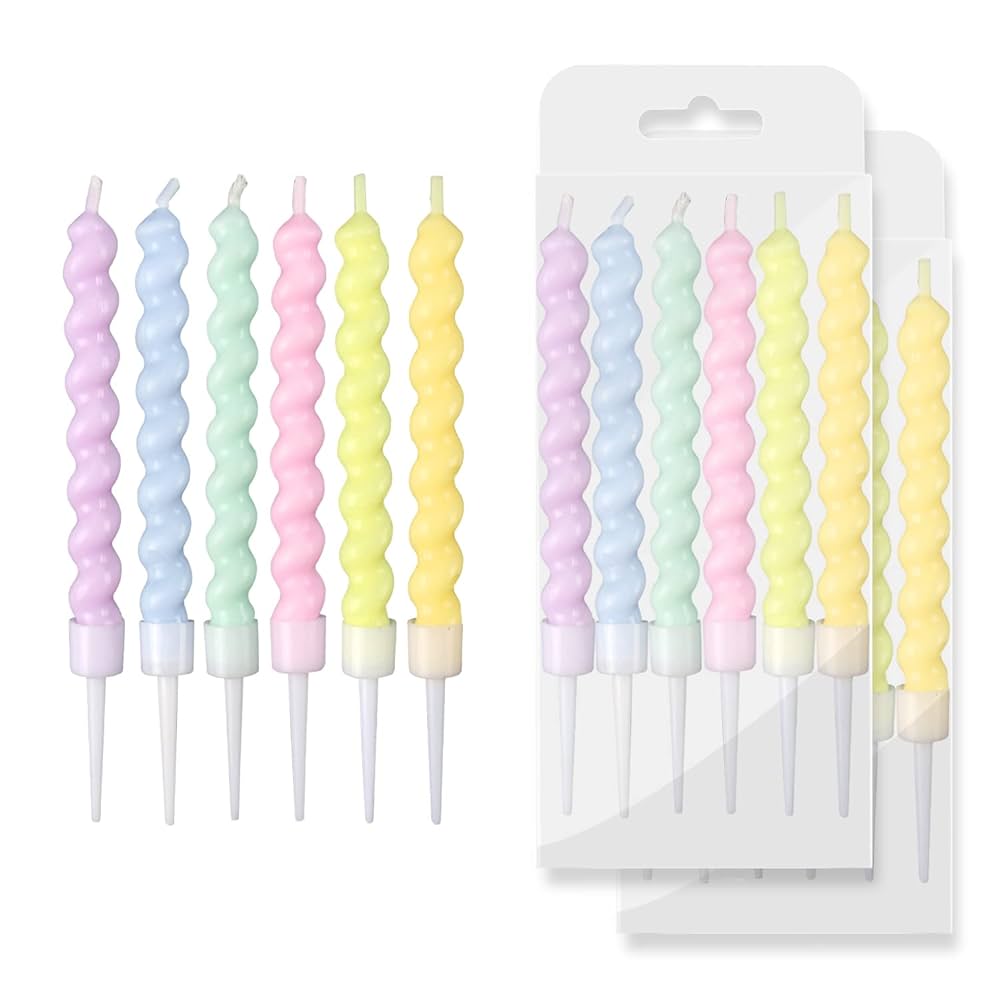 Candy Colorful Spiral Candles Pack Of 6
