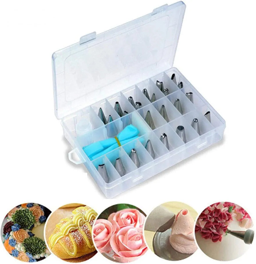 24 Piece Tips with Steel Nozzle Set and 1 Frosting Icing Piping Bag