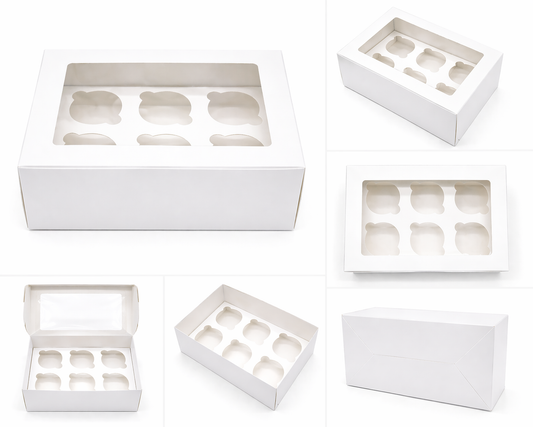 6 pc cupcake Box white Colour