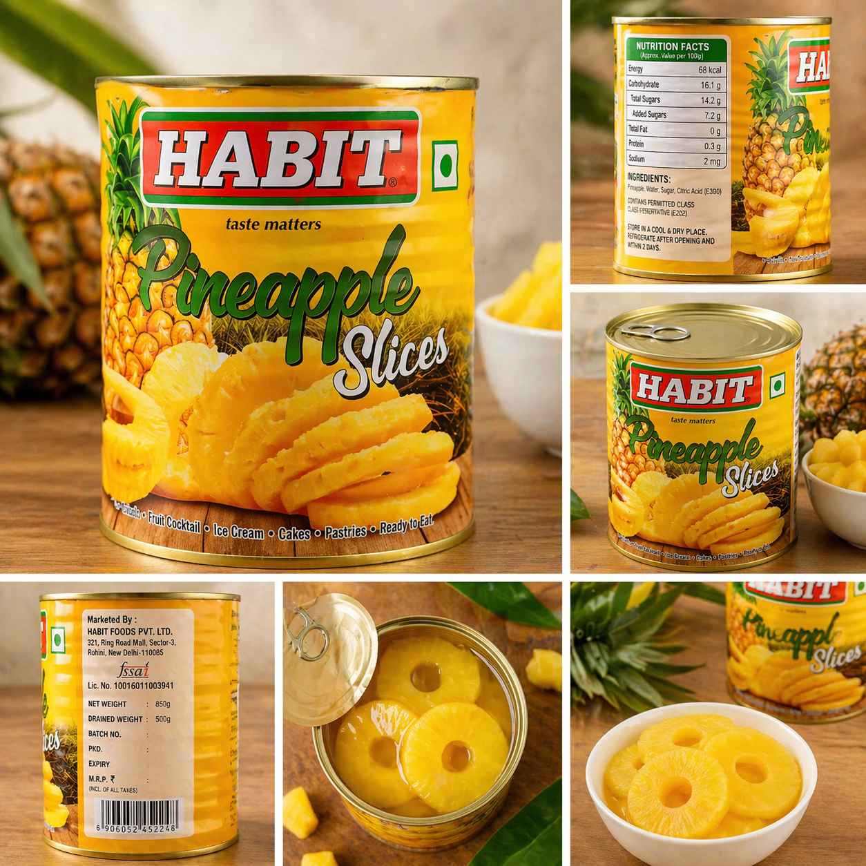 Habit pineapple slice 850 gm