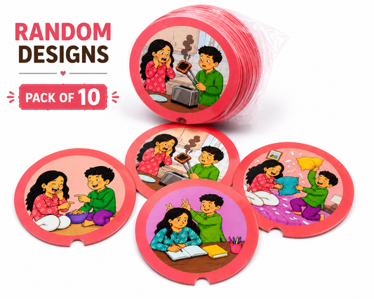 Siblings Fun Rakhi Coin Cards pack of 10 (random designs)