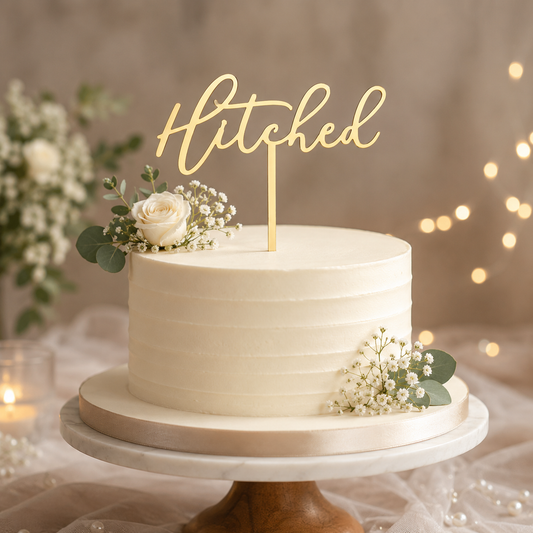 Hitched Acrylic Cake Topper
