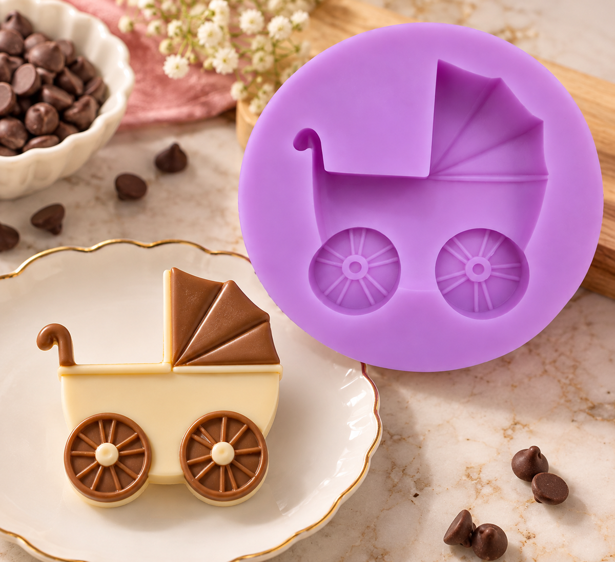 Baby Pram Shape Fondant Mould