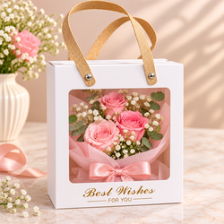 White Square Gift Box with Window Pack of 5 Size - 8x7x3.5 inch