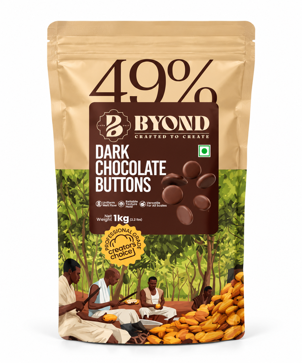 BYOND 49% Dark Chocolate Buttons 1kg Pack