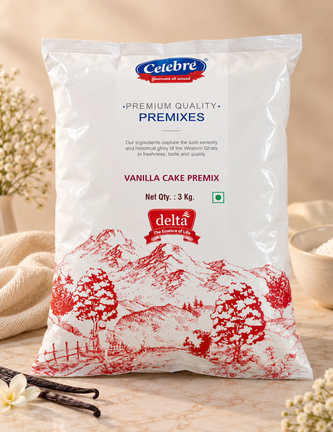 Celebre Premium Vanilla Cake Premix -3Kg