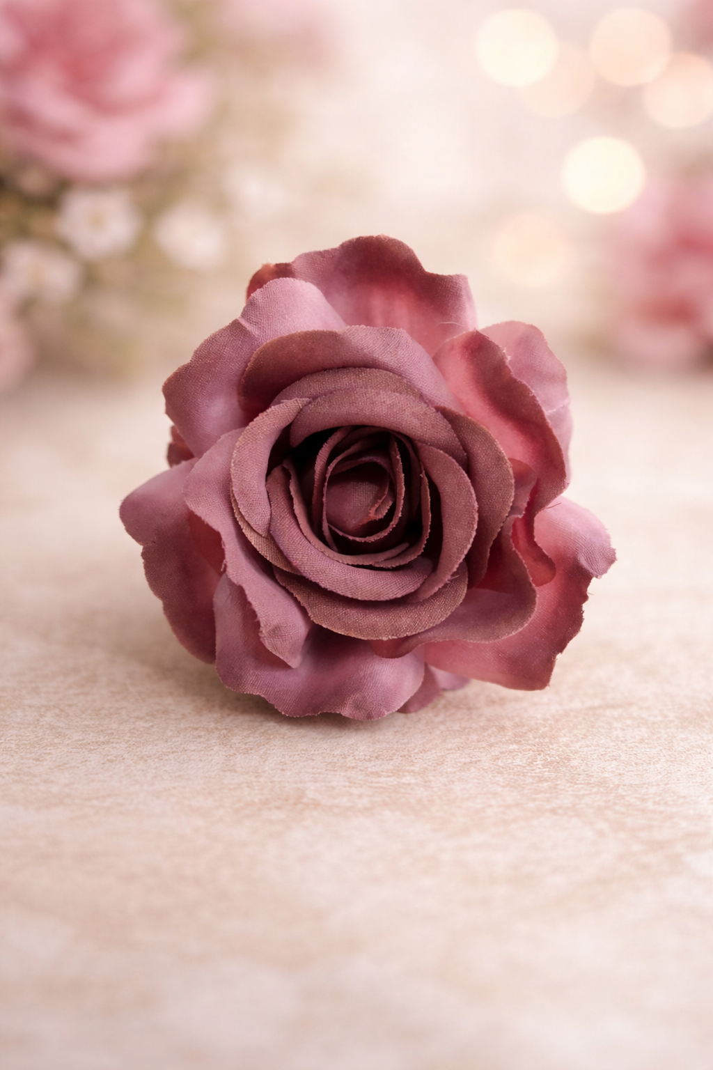 Korean Dusty Mauve Artificial Rose Flower Pack Of 3
