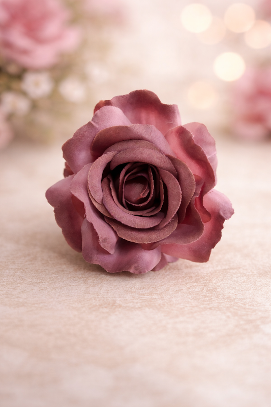 Korean Dusty Mauve Artificial Rose Flower Pack Of 3
