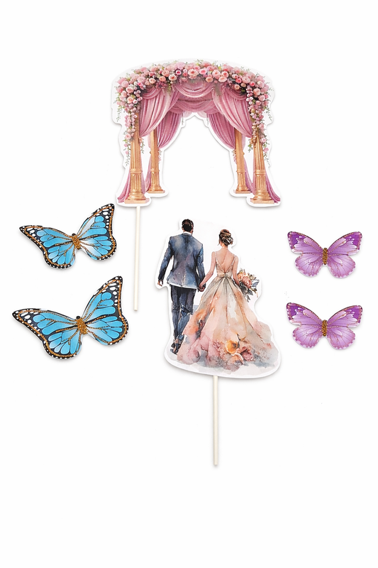 6 Pcs Wedding Cake Topper Set