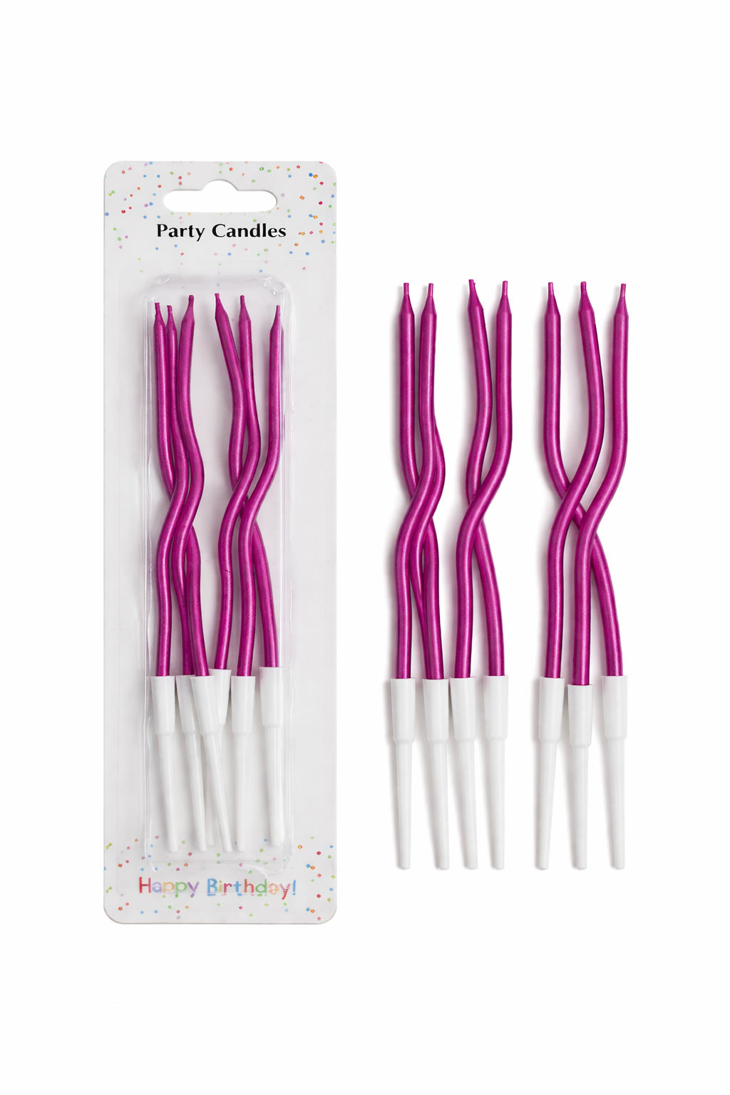 Twisty dark pink Long Stick Candle (pack of 6)