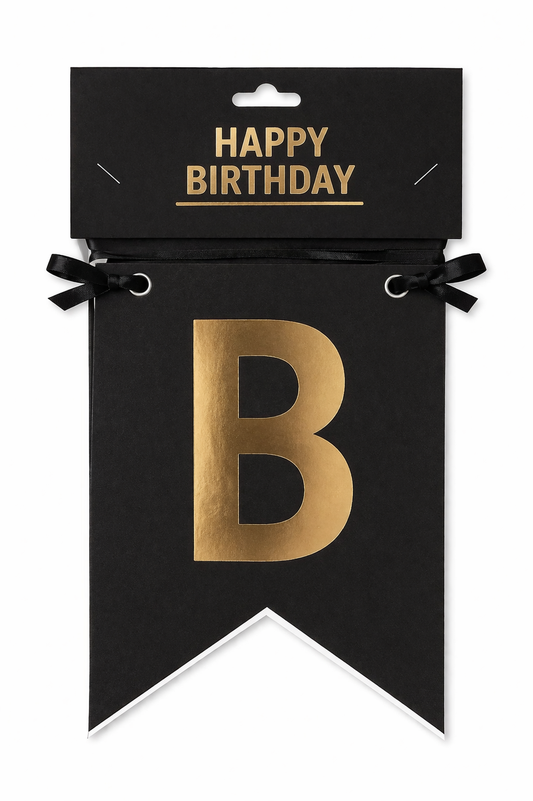 Black Happy Birthday Banner