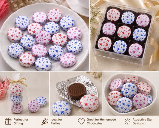 Star Print Chocolate Wrappers Approx 200 Size - 3.5x3.5 inch (Random Colour)