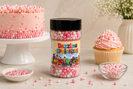 Pankraft 4 mm Pink, White & Pearl Dazzling Sprinklers 100gm