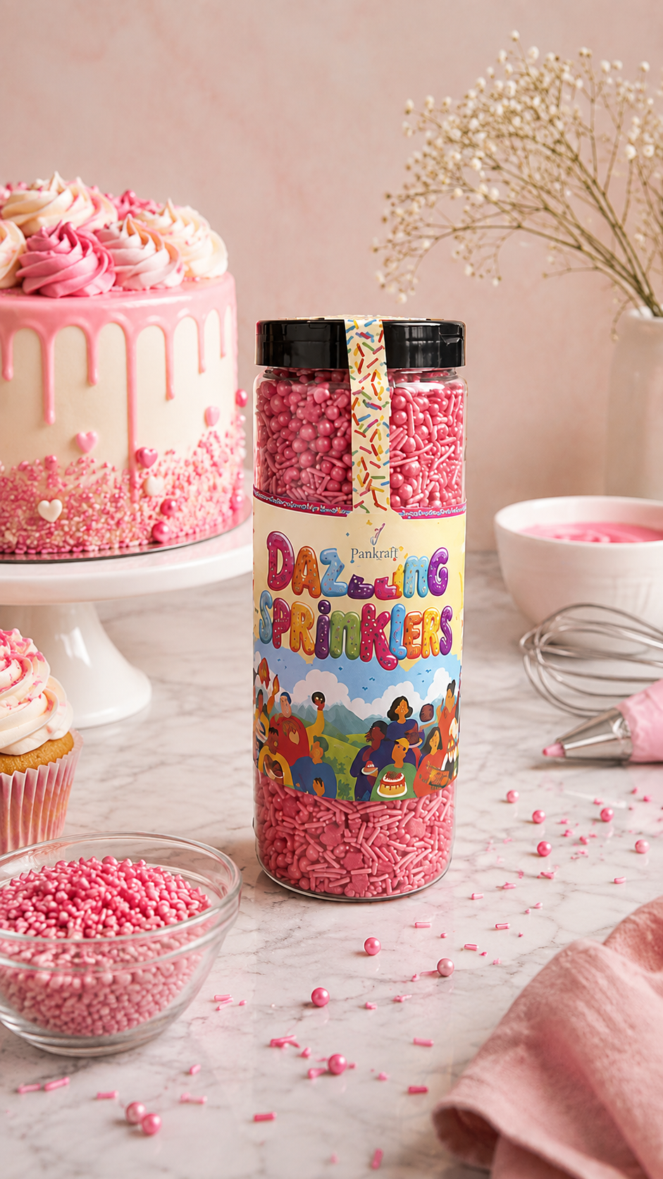 Pankraft Dark Pink Mix Pearl Dazzling Sprinklers 750gm
