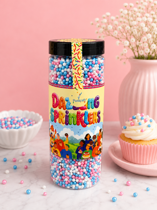 Pankraft  Blue, Pink & White Mix Dazzling Sprinkles 750gm