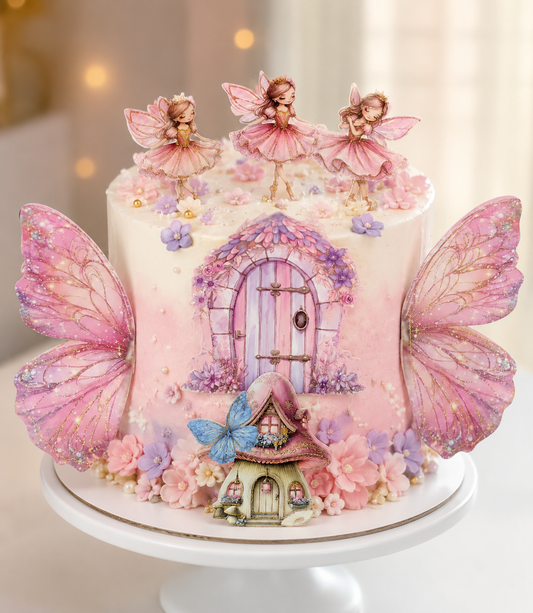 Pink Fairy Wings Cake Topper