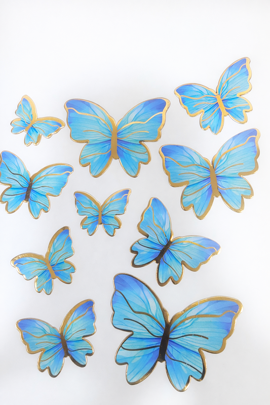 Blue Butterfly Cake Toppers Pack Of 10