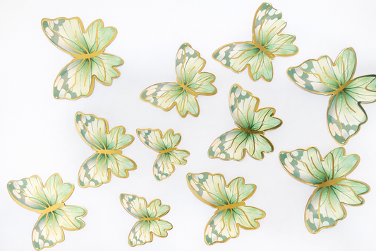 Green Butterfly Cake Toppers Pack Of 10