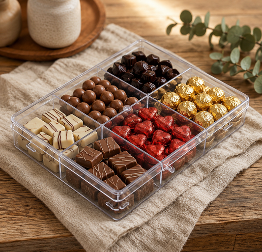 Acrylic 6 Partition Box Pack Of 5 Size - 23x14.5x3.5 cm (SQ - 400 PT)