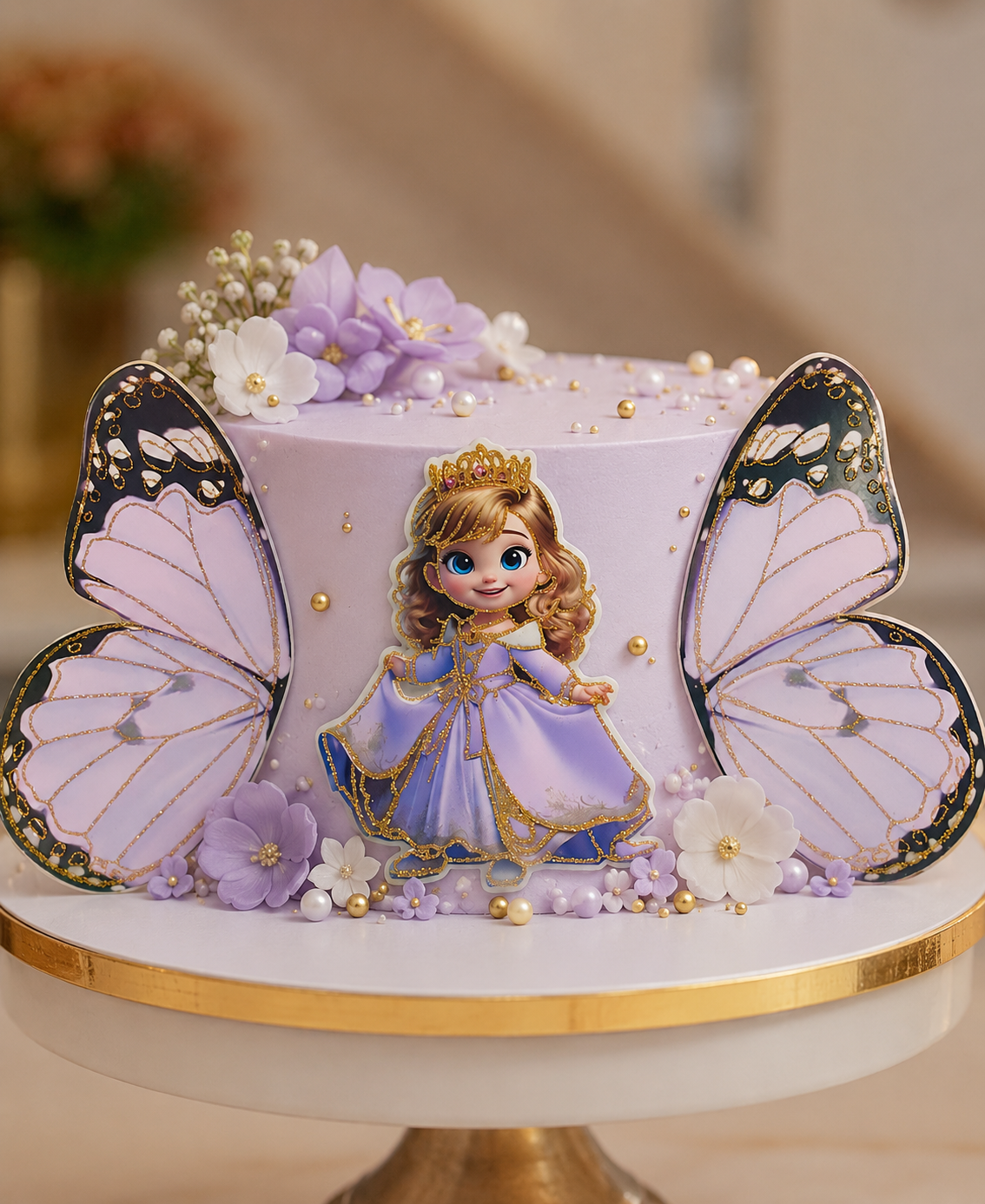 Purple Princess butterfly theme topper (2 wings 1 princess)