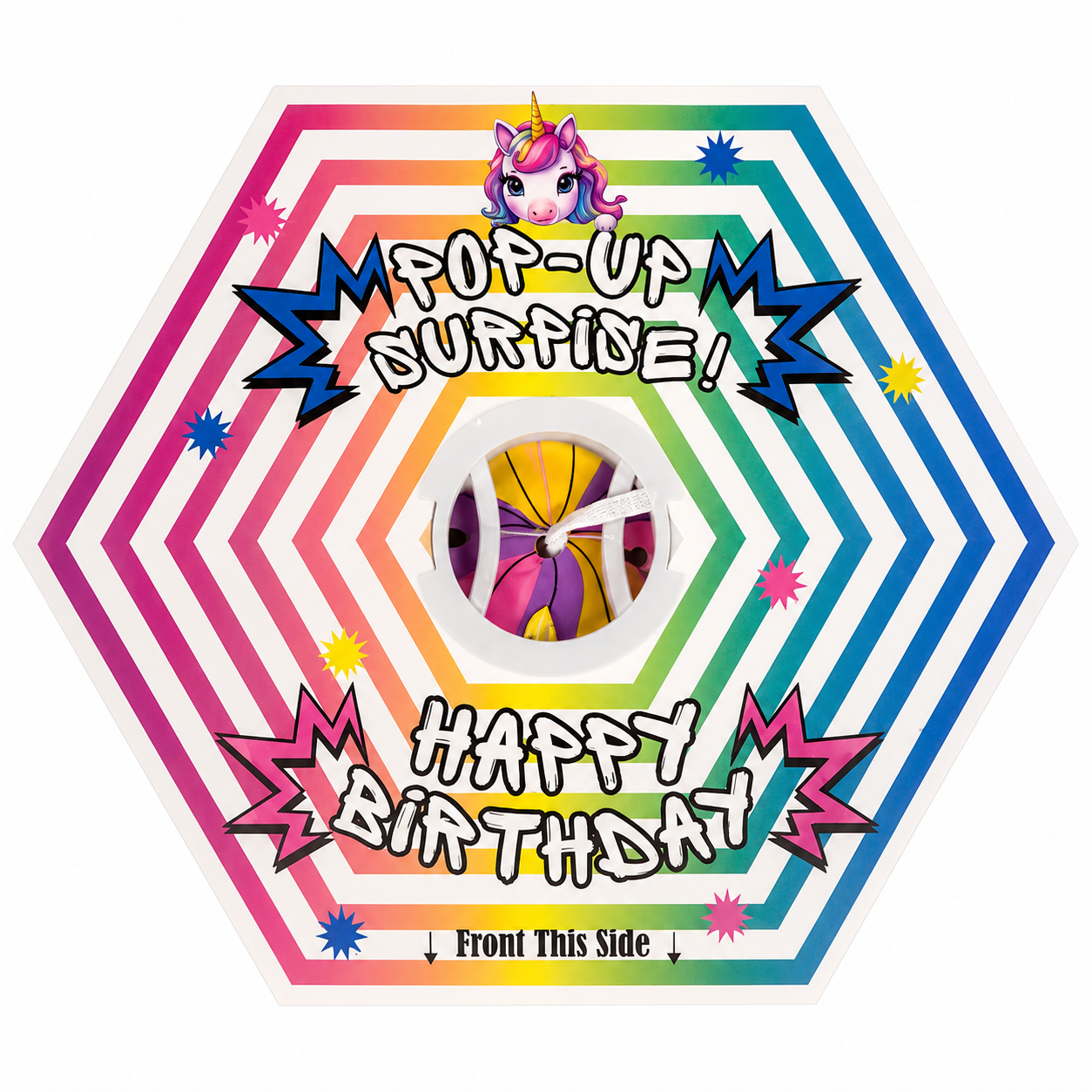 Unicorn Pop-Up Surprise Birthday Cake Decoration | Pull String Cake Topper