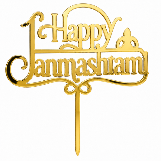 Happy Janmashtami 3 inch Acrylic Cake Topper Pack Of 10