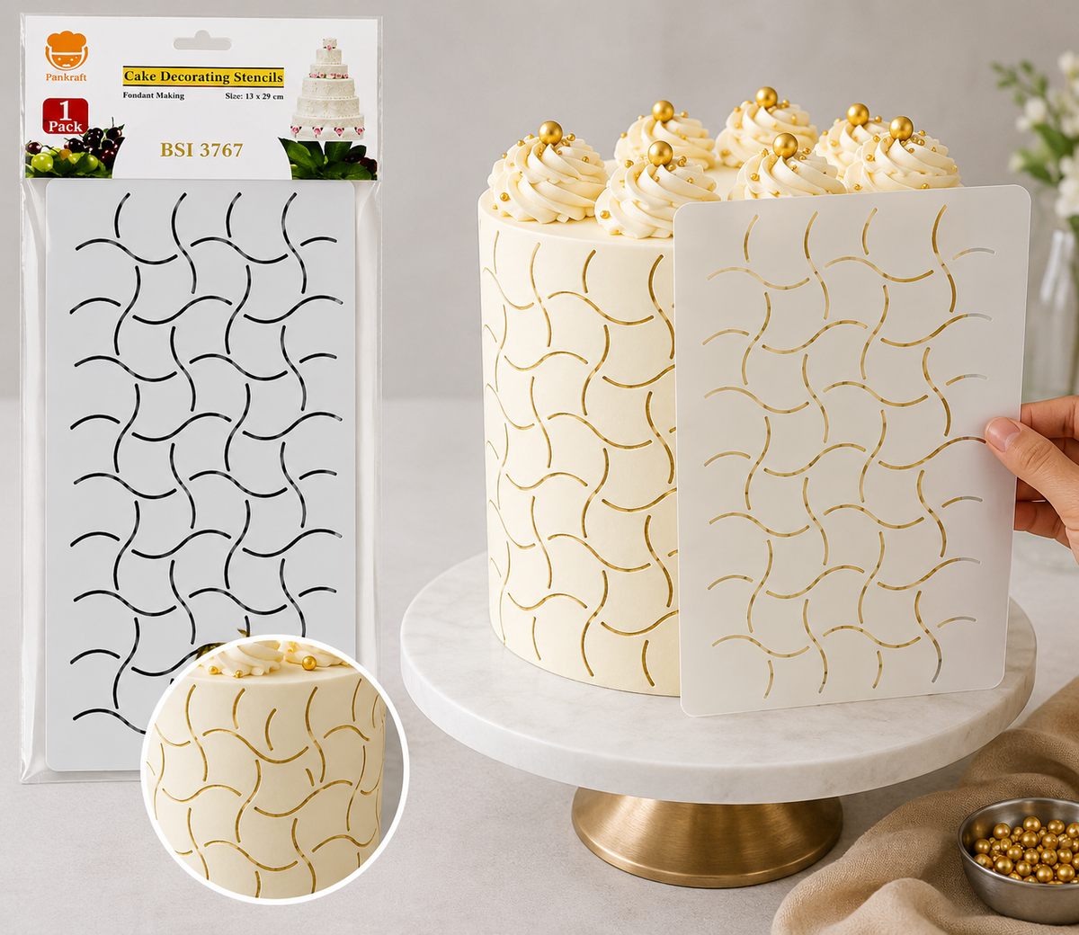 Wave Pattern Cake Stencil