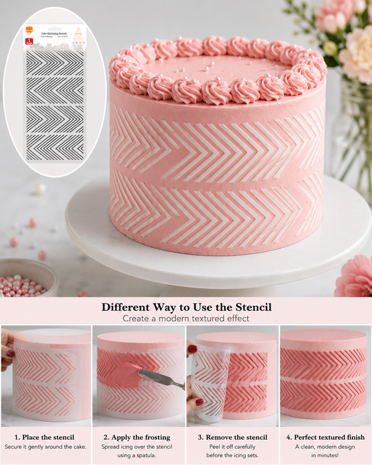 Geometric Chevron Cake Stencil