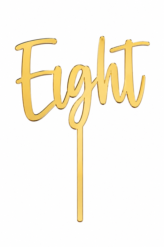 Eight Mirror Gold Acrylic Cake Topper 5 Inch