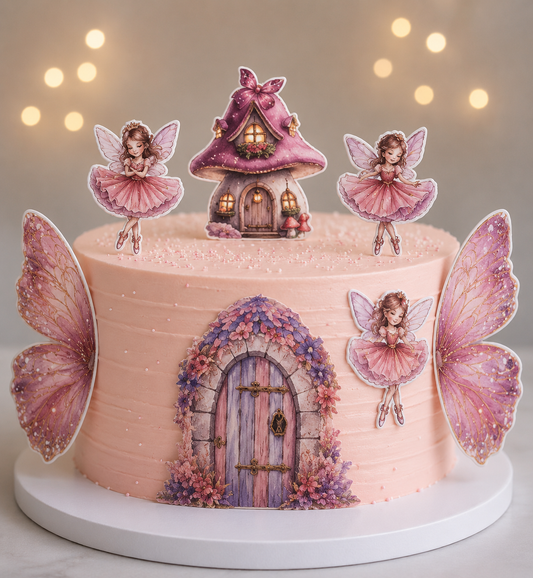 Pink Fairy Wings Cake Topper