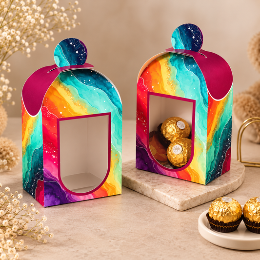 Rainbow Printed Chocolate Gift Box with Window pack of 10 -CODE 1830