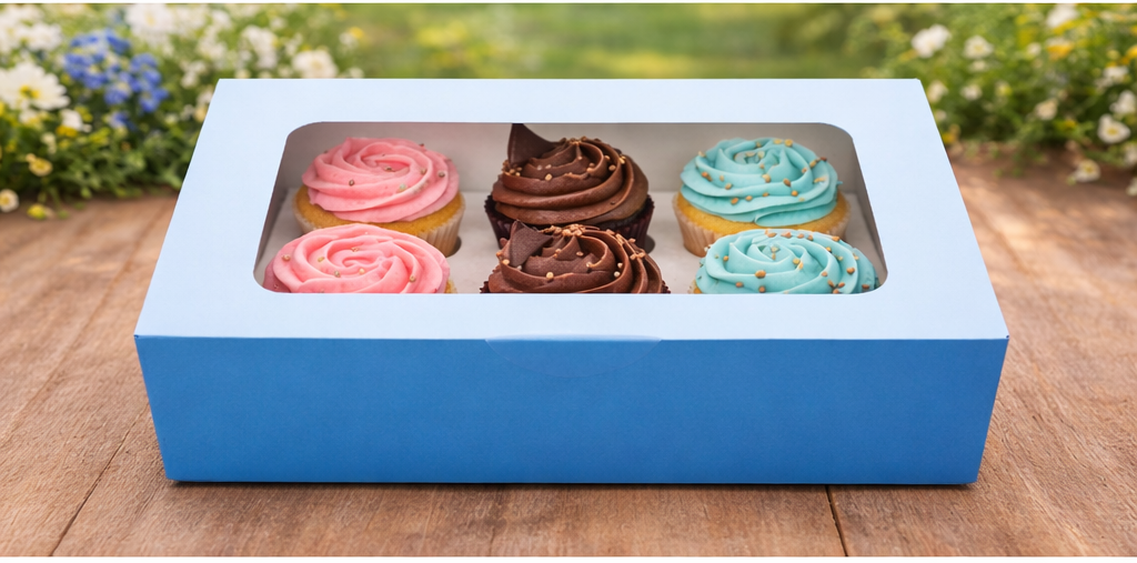 6 cavity  cupcake box blue (size - 10*6*4)