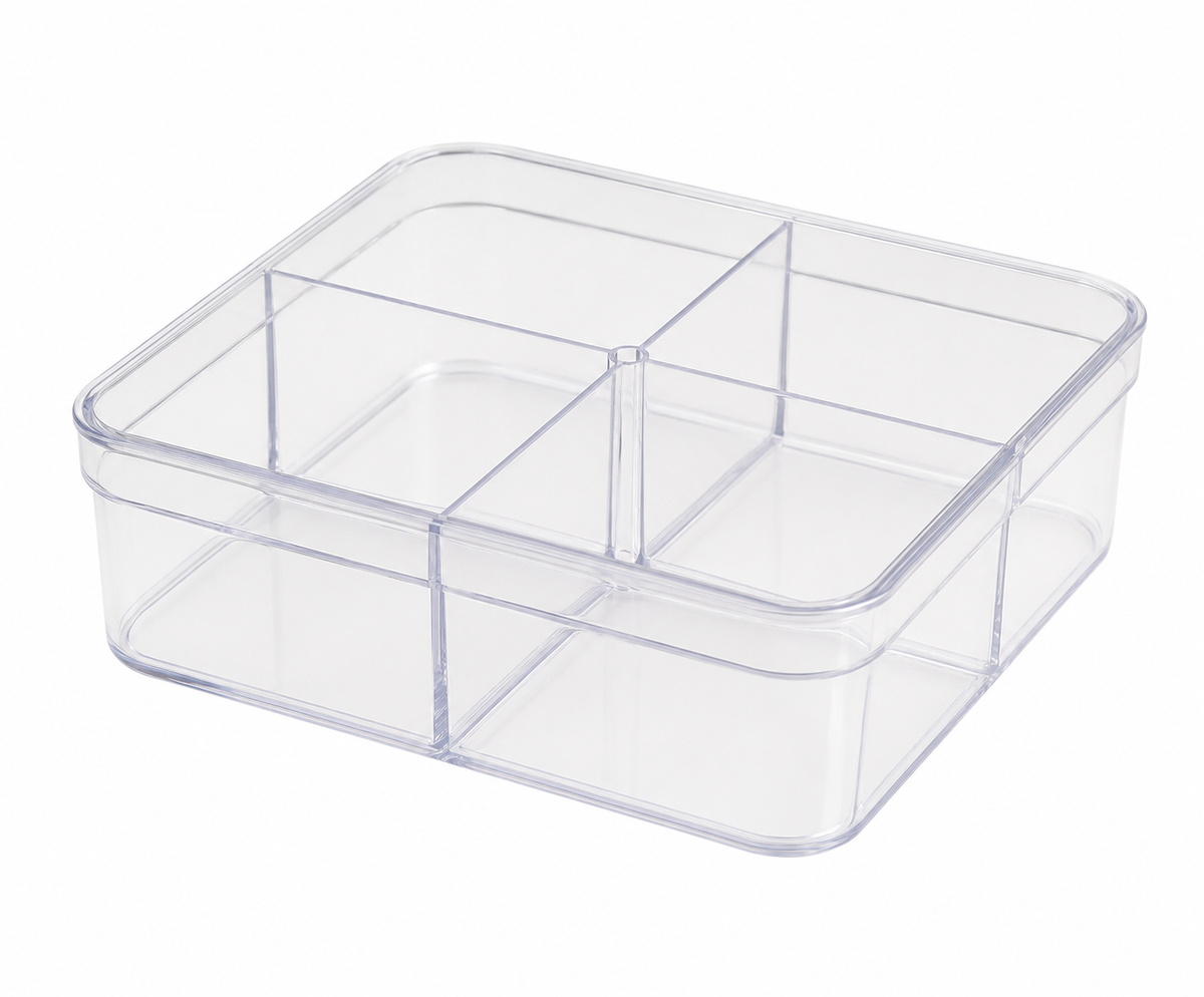 4 Section Acrylic Box Pack Of 5 Size - 12.6x12.6x4.7 cm (Cube PT)