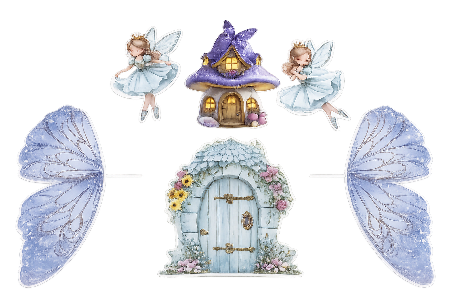 Blue Fairy Wings Cake Topper